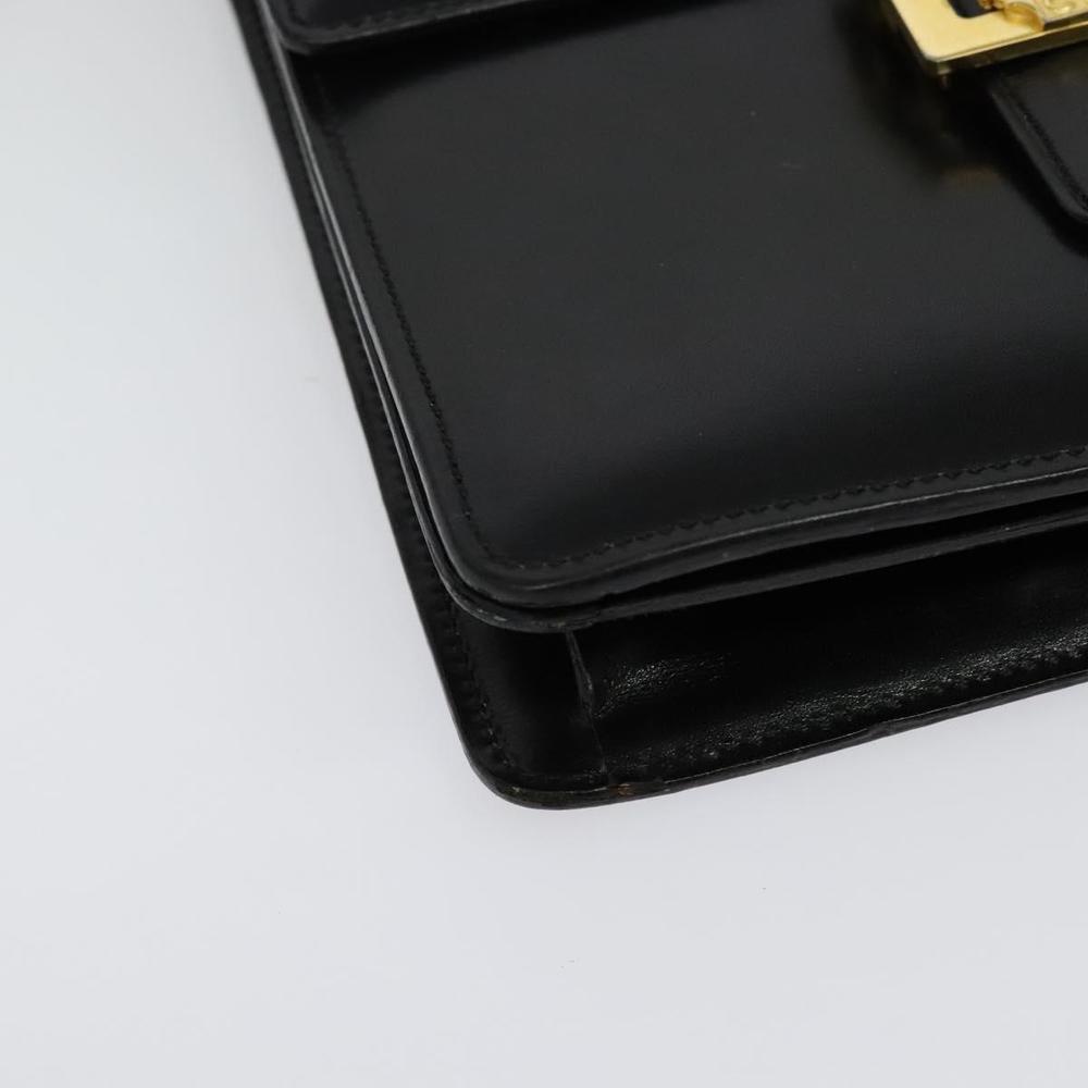 CELINE Hand Bag Leather 2way Black Gold Auth sw1250 - Picture 16 of 16